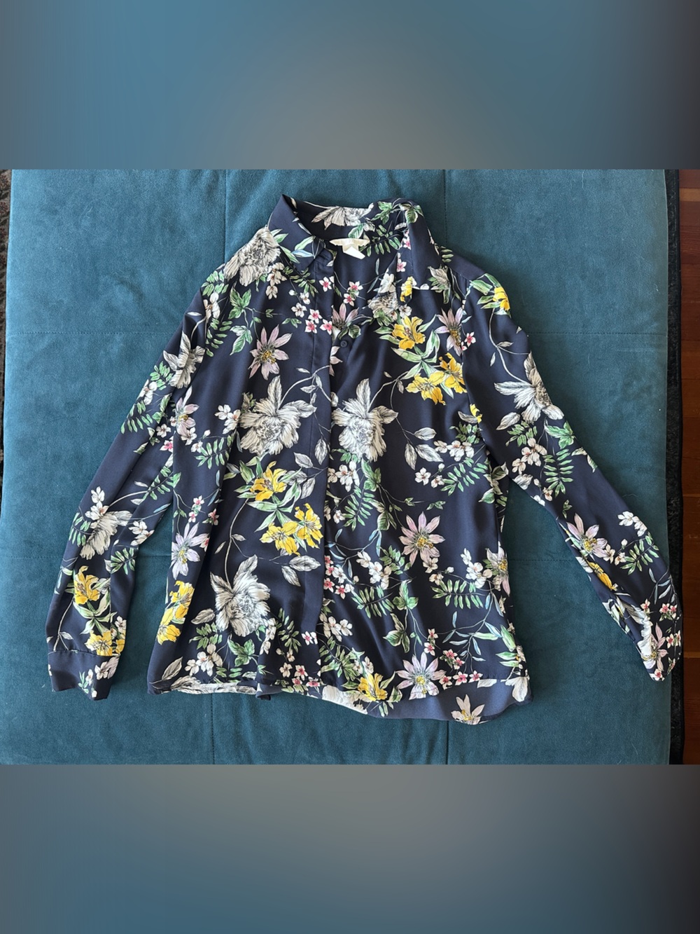H&M Navy Floral Button Down